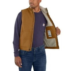 CARHARTT Men's 104981 Flame Resistant Relaxed Fit Duck Sherpa-Lined Mock Neck Vest, Extended Sizes -Carhar Clothing Shop 2089899 246 alt3