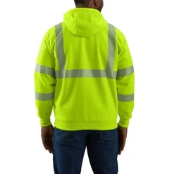 CARHARTT Men's 104988 High-Vis Rain Defender Loose Fit Midweight Thermal-Lined Full-Zip Class 3 Sweatshirt -Carhar Clothing Shop 2089906 335 alt2
