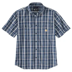 CARHARTT Men's 105702 Loose Fit Midweight Short-Sleeve Plaid Shirt, Extended Sizes