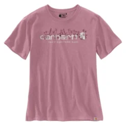 CARHARTT Women's 105736 Loose Fit Heavyweight Short-Sleeve Floral Logo Graphic T-Shirt